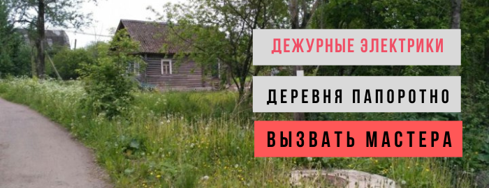 Дежурный электрик, аварийный вызов электрика в деревню Папоротно